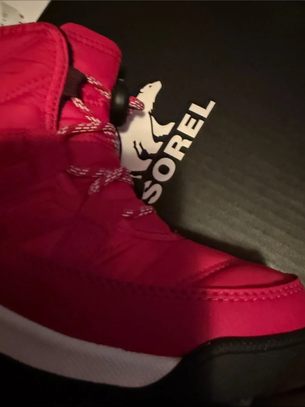SOREL Red Lace-Up Winter‎ Boot Sorel fuchsia/red ‘Whitney II’ unisex kids 12